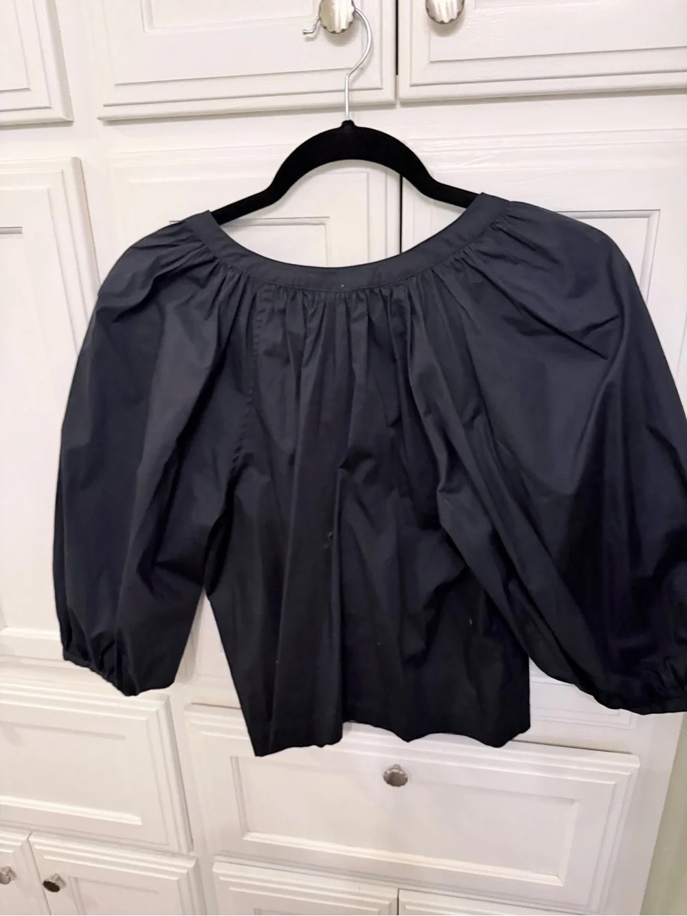 STAUD Black Puff-Sleeve Peasant Top
